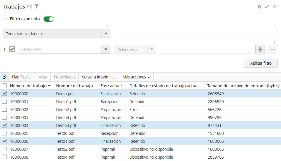 Tabla Trabajos