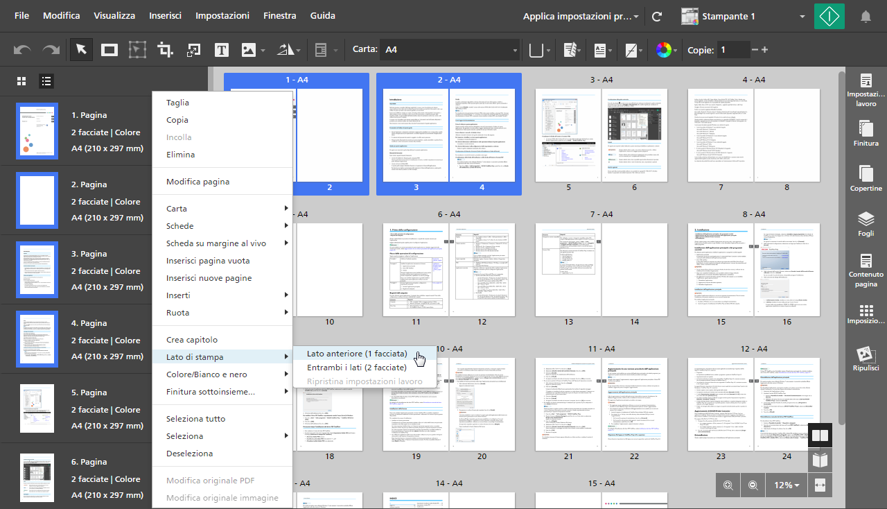 Imposta eccezione lato stampa